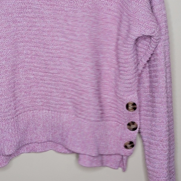 Joie | Pink Marled Knit Sweater with Button Details on the Sides Size Large - Picture 3 of 5